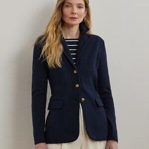 Ralph Lauren "Lauren" Cotton-Blend Blazer, XL, Lauren Navy, gold RL buttons.